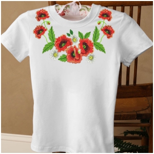 Женская футболка-вышиванка с красными маками