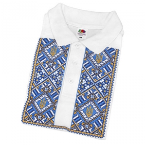 Вышиванка с трезубцами в желто-голубых тонах