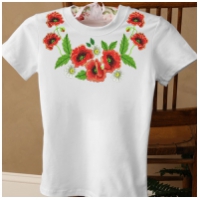 Женская футболка-вышиванка с красными маками
