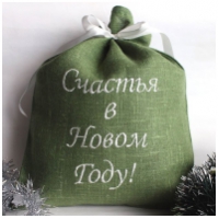 Зеленый мешочек для подарков с вышивкой